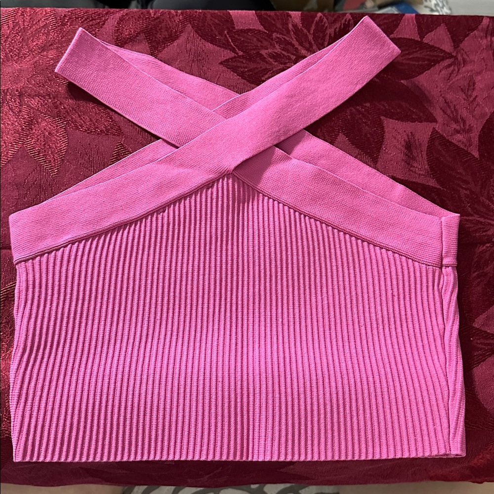 Sincerely Jules Pink Cross Strap Crop Top